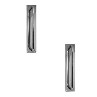 2 PACK Premium Polished Stainless Steel Pull Handle with Plate - 225x19mm - Door Handle