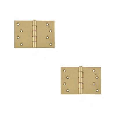 2 PACK Premium Projection Hinge 102x151x3.5mm in Polished Brass Finish - Door Hinges