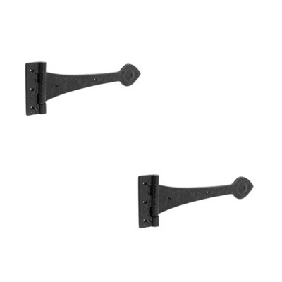 2 PACK Premium Quality Antique Gate Hinge 315mm in Elegant Black Finish - Traditional Gate Door - Door Hinges