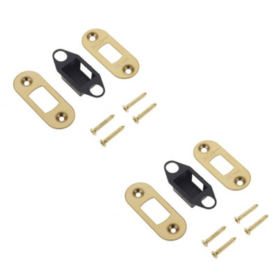 2 PACK Premium Radiused Accessory Packs for Heavy Duty Tubular Deadbolts - Brass Finish - Door Bolt