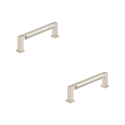 2 PACK Premium Round Cabinet Handle 128mm Satin Nickel Finish for Modern and Traditional Cabinets - Kitchen Drawer Pull Handle