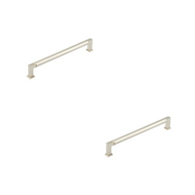 2 PACK Premium Round Cabinet Handle in Satin Nickel Finish - 224mm - Kitchen Drawer Pull Handle