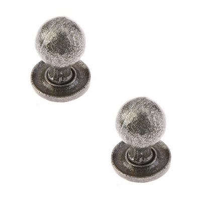 2 PACK Premium Round Cupboard Knob in Pewter Finish - 27x39mm - Kitchen Cabinet Knob