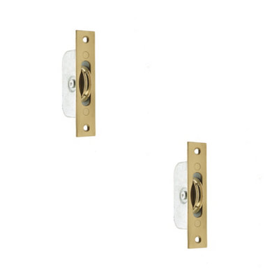 2 PACK Premium Sash Roller with Rectangular Plate - 118x26mm Polished Brass for Smooth Operation - Window Fastener