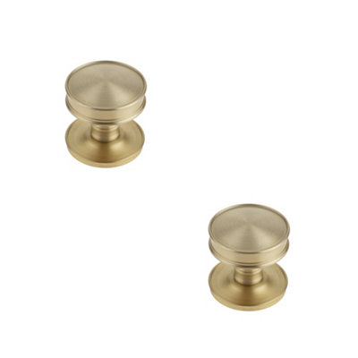 2 PACK Premium Satin Brass Cupboard Knob for Elegant Interiors - Kitchen Cabinet Knob