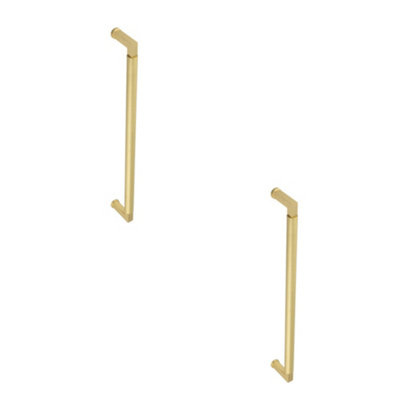 2 PACK Premium Satin Brass Pull Handle with Unique Stepped Design 425mm x 20mm - Door Handle