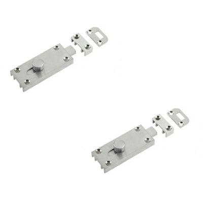 2 PACK Premium Satin Chrome Bathroom Slide Bolts for Enhanced Security and Privacy - Sliding Toilet Door