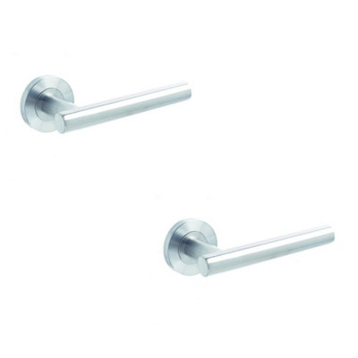 2 PACK Premium Satin Stainless Steel Door Handle on Rose Grade 304 Interior Handle