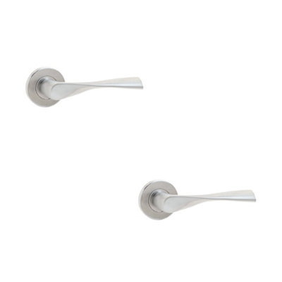 2 PACK Premium Satin Stainless Steel Door Handle on Rose - Grade 304 Interior Handle