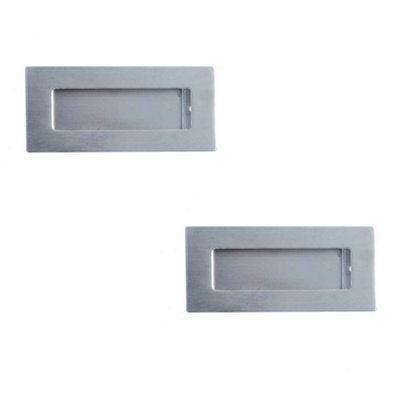 2 PACK Premium Satin Stainless Steel Flush Pulls 100x50mm for Modern Doors - Recessed Door Handle