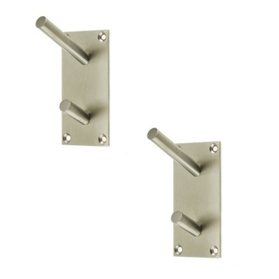 2 PACK Premium Satin Stainless Steel Hat and Coat Hook - 94x46mm - Wall Mounted Clothing Hook