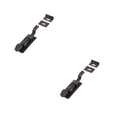2 PACK Premium Shepherds Crook Necked Bolts 102mm in Beeswax Finish - Door Bolt Lock