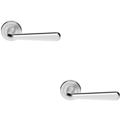 2 PACK - PREMIUM SMOOTH ROUNDED DOOR HANDLE SET - SATIN CHROME DESIGNER ...