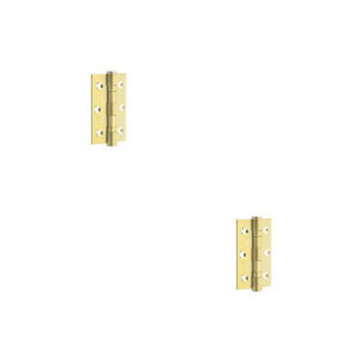 2 PACK Premium Stainless Steel Grade 7 Ball Bearing Hinge 76x50mm with Satin Brass Finish - Door Hinges
