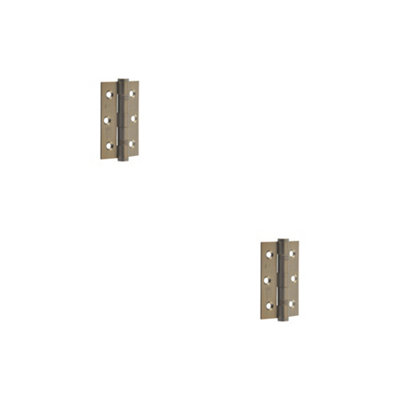 2 PACK Premium Stainless Steel Grade 7 Ball Bearing Hinge in Antique Brass Finish, 76x50mm - Door Hinges