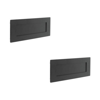 2 PACK Premium Stainless Steel Letterplates 330x100mm in Elegant Matt Black Finish - External Front Door Letter Box Plate