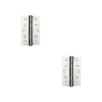 2 PACK Premium Steel Ball Bearing Hinge 89x58mm Polished Chrome for Smooth Operation - Door Hinges