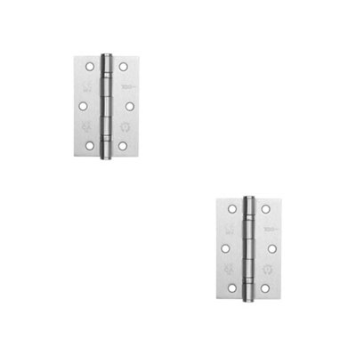 2 PACK Premium Steel Ball Bearing Hinge 89x58mm Satin Chrome for Smooth Operation - Door Hinges