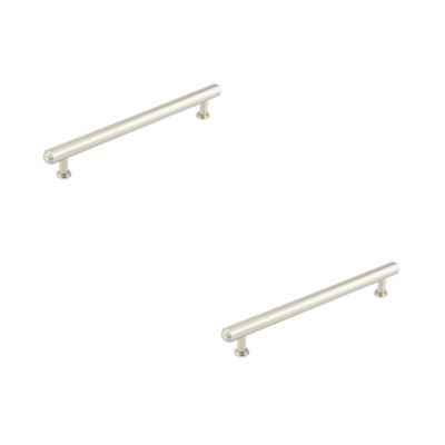 2 PACK Premium Stepped Cabinet Handle in Satin Nickel - 224mm Length - Kitchen Drawer Pull Handle