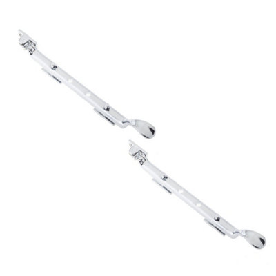 2 PACK Premium Victorian Casement Stays 250mm in Polished Chrome Finish - Window Peg Bar