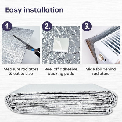 2 Pack Radiator Foil 5m x 60cm Reflector Panels for Enhanced Heat Efficiency Energy Saving Insulation Foil with Adhesive Pads - 4
