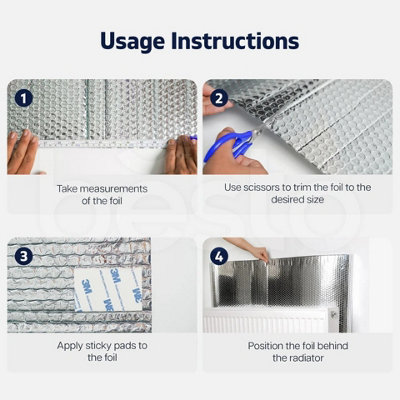 2 Pack Radiator Reflector Foil Insulation 5m x 60cm with Sticky Pads