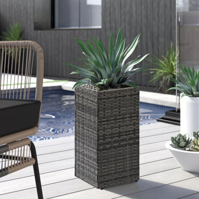 2 Pack Rattan Planters Tall 61cm Outdoor Indoor Flower Pots Wicker ...