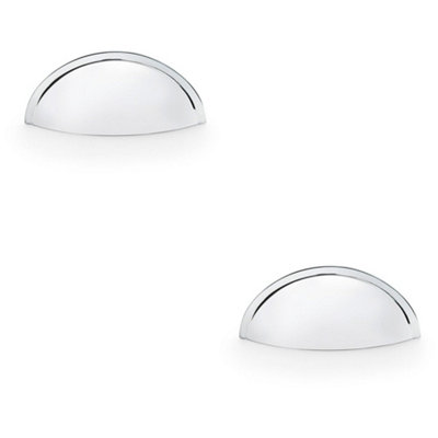 2 PACK - Rear Fixing Cup Handle Polished Chrome 57mm Centres Solid Brass Shaker Unit Pull