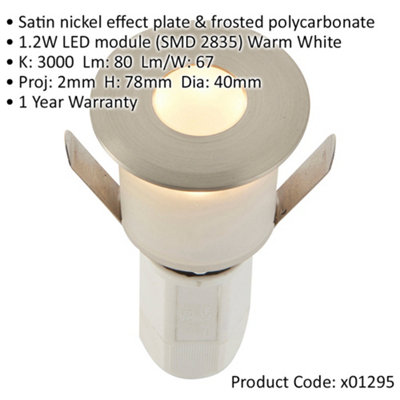 2 PACK Recessed Decking IP67 Guide Light - 1.2W Warm White LED - Satin ...