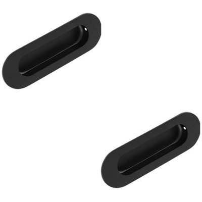 2 PACK - Recessed Sliding Door Flush Pull 102mm x 51mm 12mm Depth Matt Black Radius