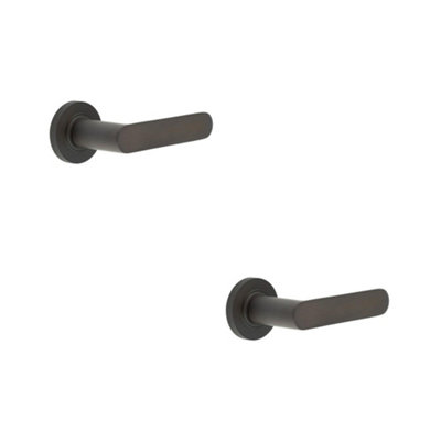 2 PACK Reeded Rose Dark Bronze Door Handle for Elegant Interiors - Solid Brass Interior Handle