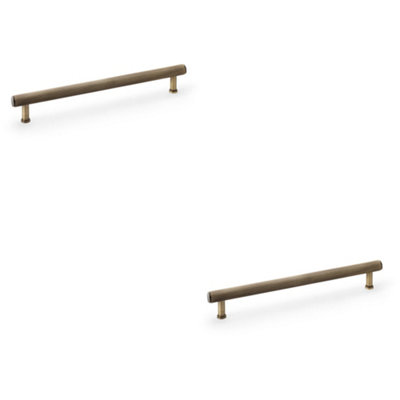 2 PACK - Reeded T Bar Pull Handle - Antique Brass 224mm Centres SOLID BRASS Drawer Lined