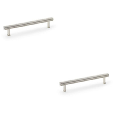 2 PACK - Reeded T Bar Pull Handle - Polished Nickel 160mm Centre SOLID BRASS Drawer Lined