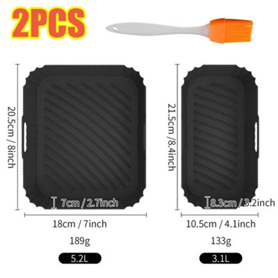 2-Pack Air Fryer Silicone Liners - Non-Stick Reusable Baking Mats (Blue & Grey)