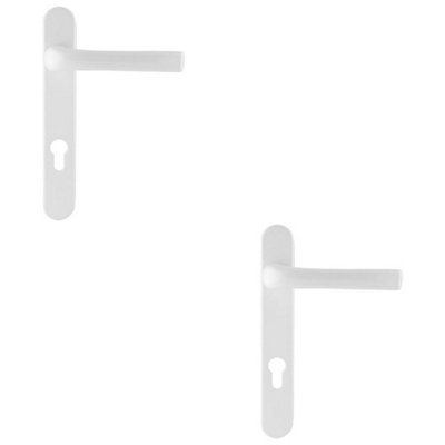 2 PACK - Reversible Lever Standard Security White External Door Handle - EURO Lock 240mm