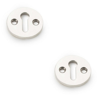 2 PACK - Round Standard Lock Profile Escutcheon - Polished Nickel Door Key Plate