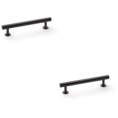 2 PACK - Round T Bar Pull Handle - Dark Bronze - 128mm Centres SOLID BRASS Drawer Door