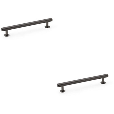 2 PACK - Round T Bar Pull Handle - Dark Bronze - 160mm Centres SOLID BRASS Drawer Door