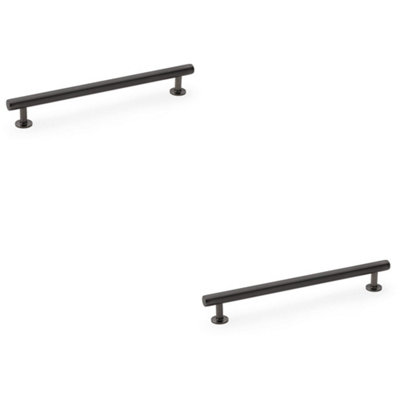 2 PACK - Round T Bar Pull Handle - Dark Bronze - 192mm Centres SOLID BRASS Drawer Door