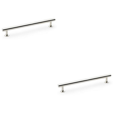 2 PACK - Round T Bar Pull Handle - Polished Nickel 192mm Centres SOLID BRASS Drawer Door