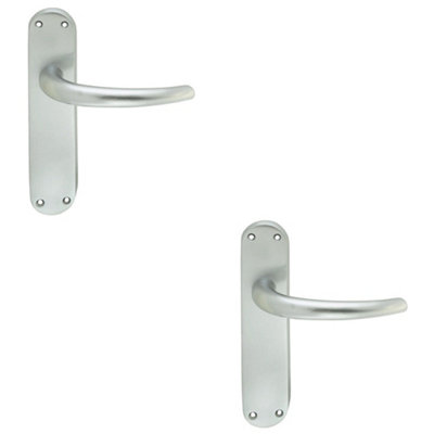 2 PACK - Rounded Sleek Internal Latch Door Handle - Satin Chrome Lever on Backplate