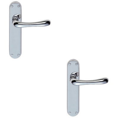 2 PACK - Rounded Smooth Internal Latch Door Handle - Polished Chrome Lever on Backplate
