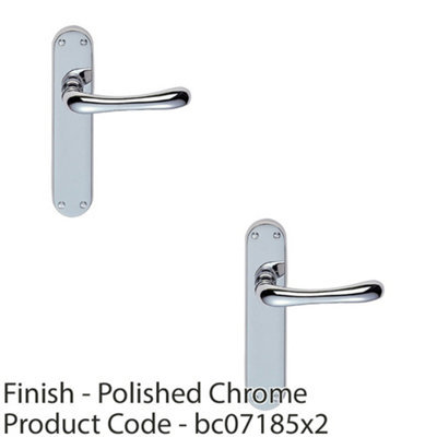 2 PACK - Rounded Smooth Internal Latch Door Handle - Polished Chrome Lever on Backplate