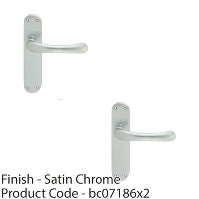 2 PACK - Rounded Smooth Internal Latch Door Handle - Satin Chrome Lever on Backplate