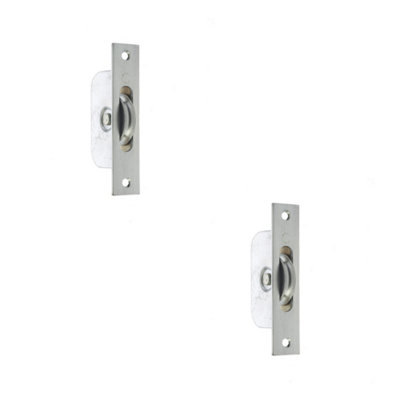 2 PACK Sash Roller with Rectangular Plate in Satin Chrome - 118x26mm Premium Quality - Window Fastener
