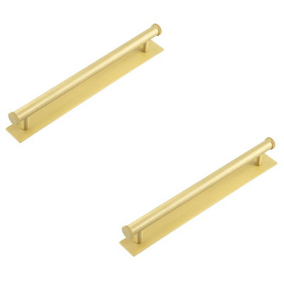 2 PACK Satin Brass Cabinet Handle with 224mm Centers - Stylish and Durable Design - Kitchen Drawer Pull Handle