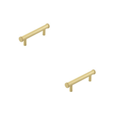 2 PACK Satin Brass Cabinet Handle with 96mm Centers - Stylish Diamond Design - Kitchen Drawer Pull Handle