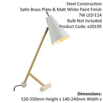 2 PACK Satin Brass & Matt White Task Lamp - Modern Adjustable Table ...