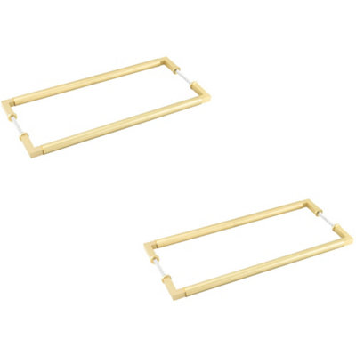 2 PACK Satin Brass Pull Handle 425mm for Cabinets and Doors - Door Handle