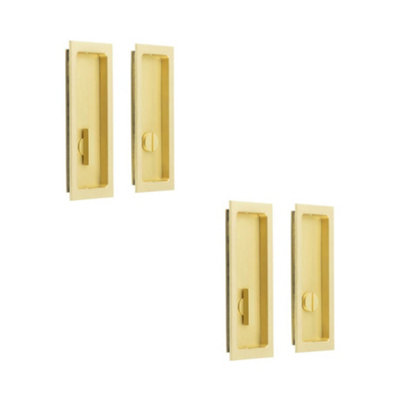 2 PACK Satin Brass Rectangular Turn & Release for Doors - Door Handle